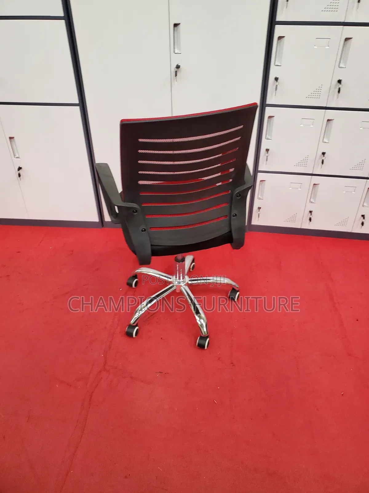 Red Striped Mesh Office Chair