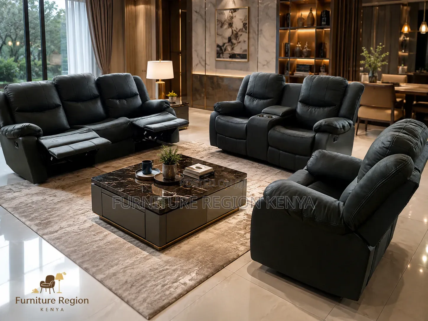 Six-Seater Recliner Green Sofa