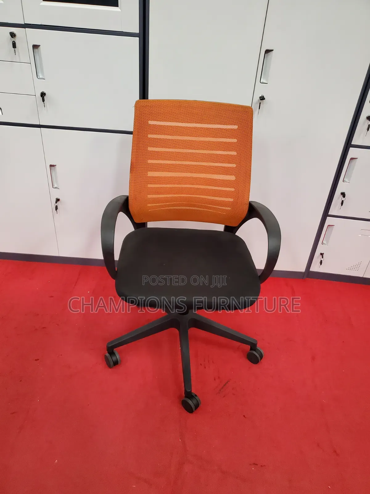 Orange Striped Mesh Office Chair
