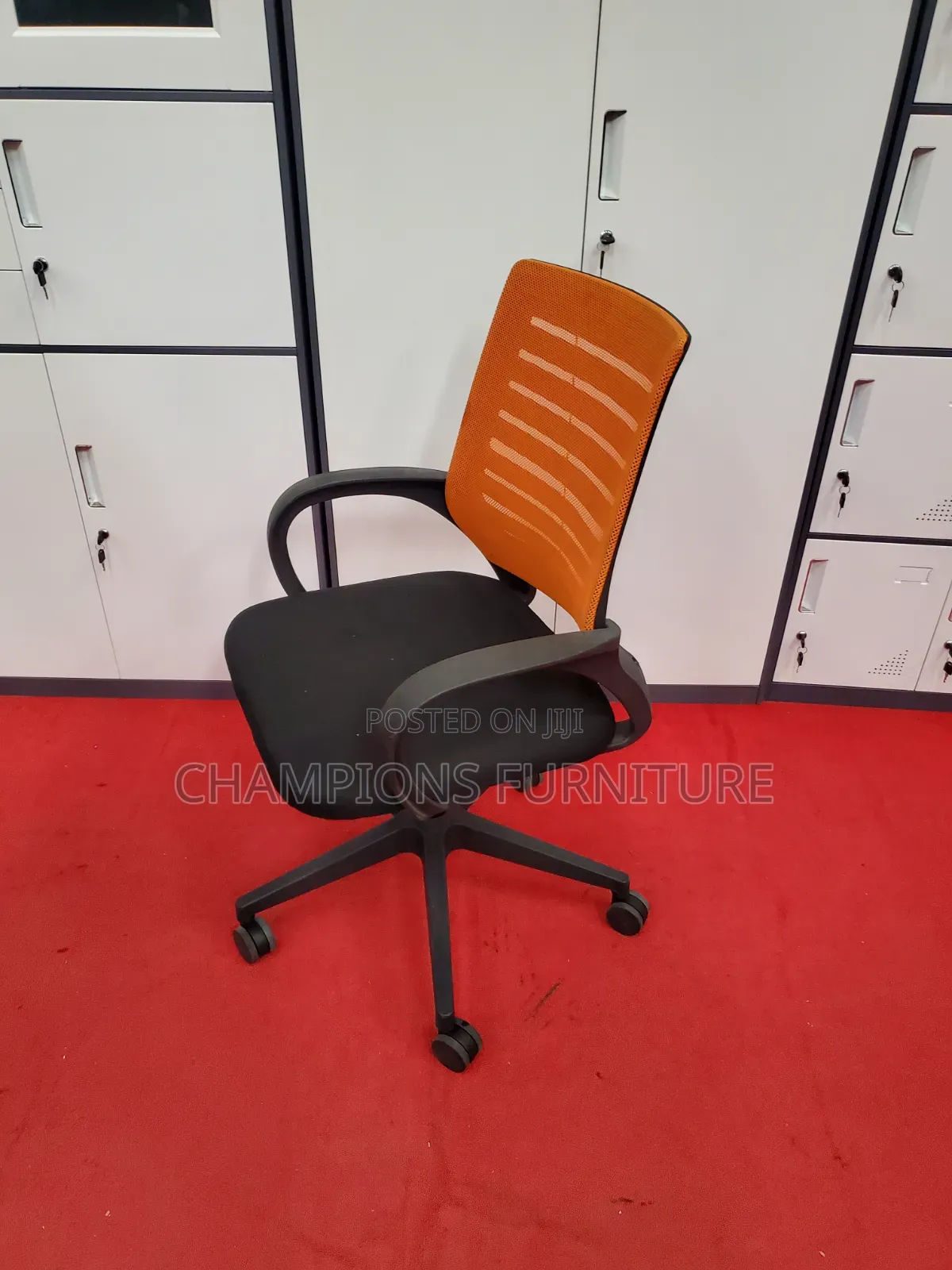 Orange Striped Mesh Office Chair
