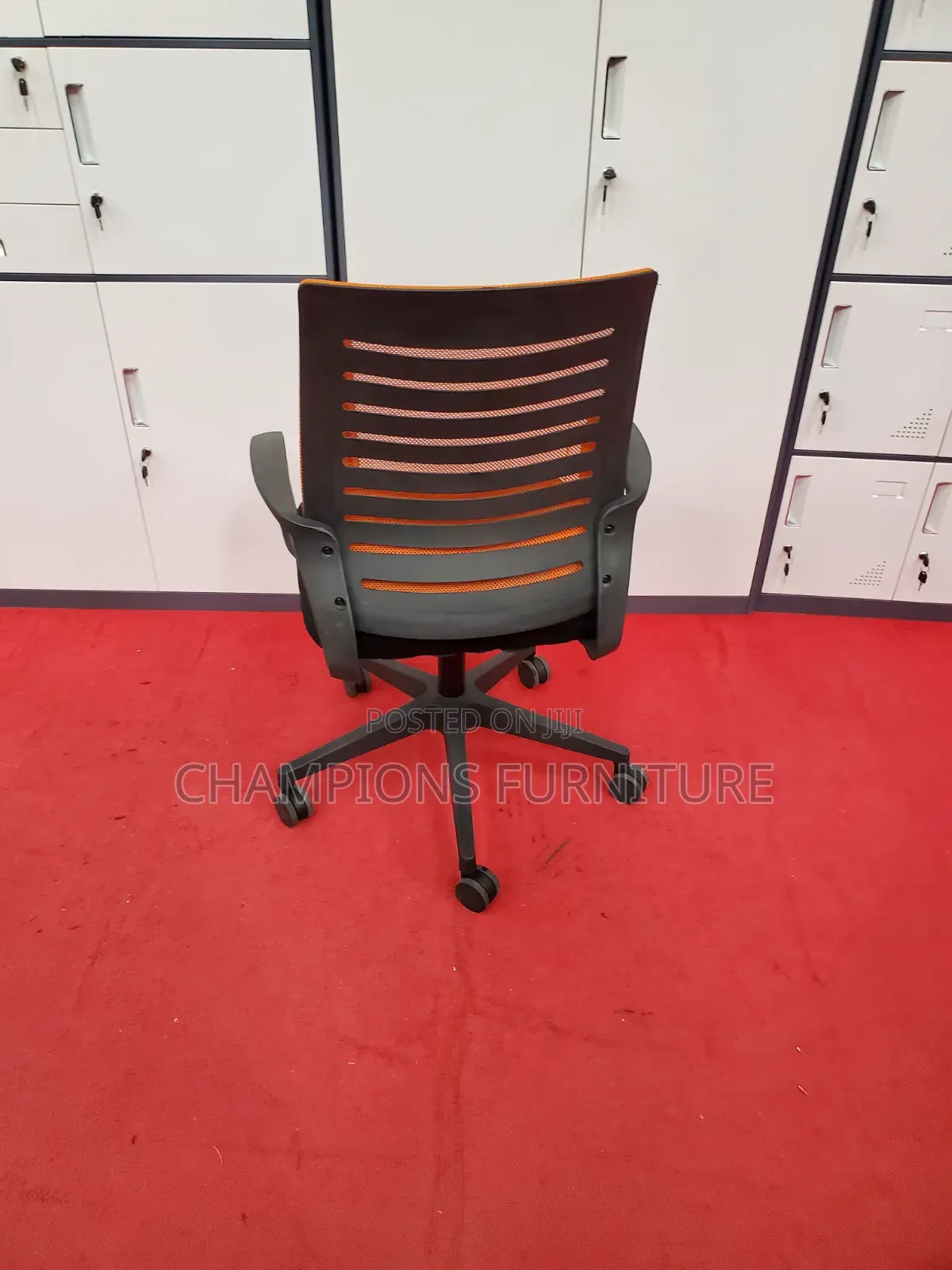Orange Striped Mesh Office Chair