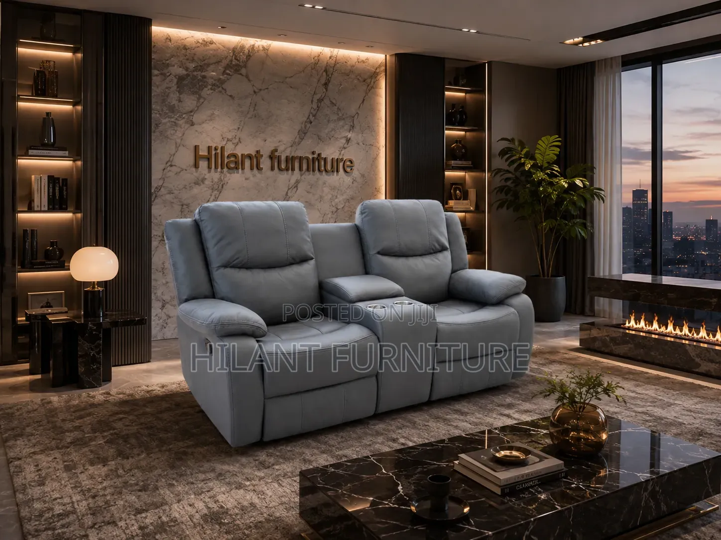 Luxurious Fabric Two-Seater Recliner Sofa