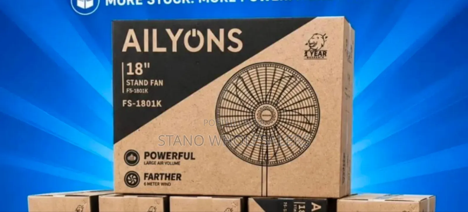 Ailyons 18inches Standing Fan