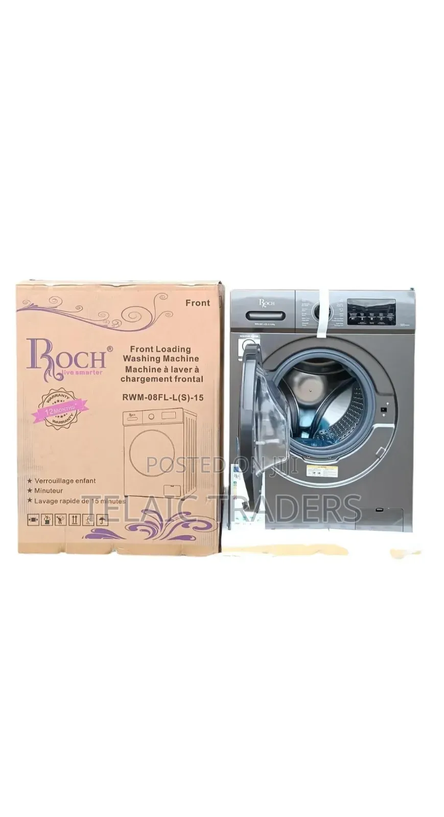 Roch 8kg Washing Machine RWM-08FL-B Wash and Spin