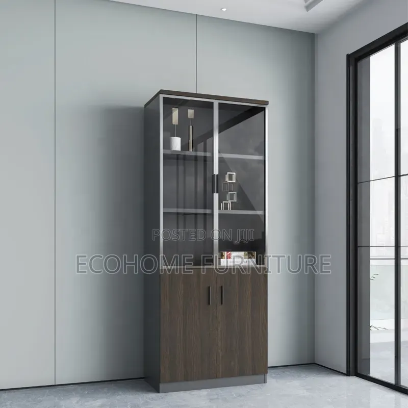 Cabinet. Half Glass Wooden Cabinet