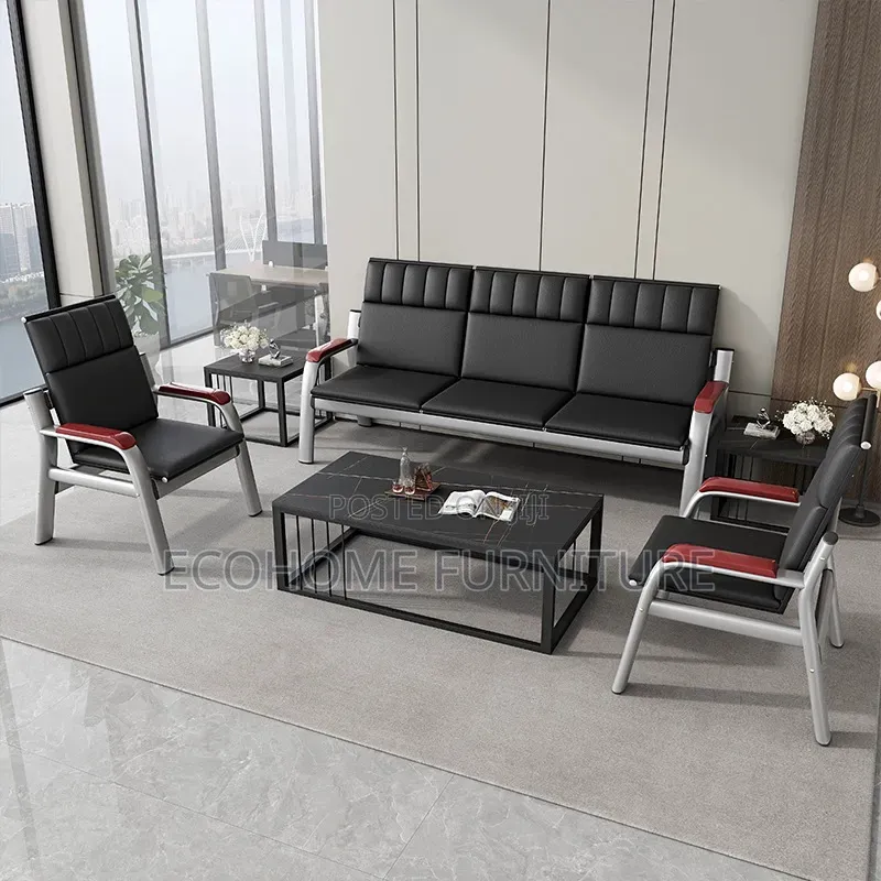 Visitor Chair. Black 5 Seater Visitor Chair