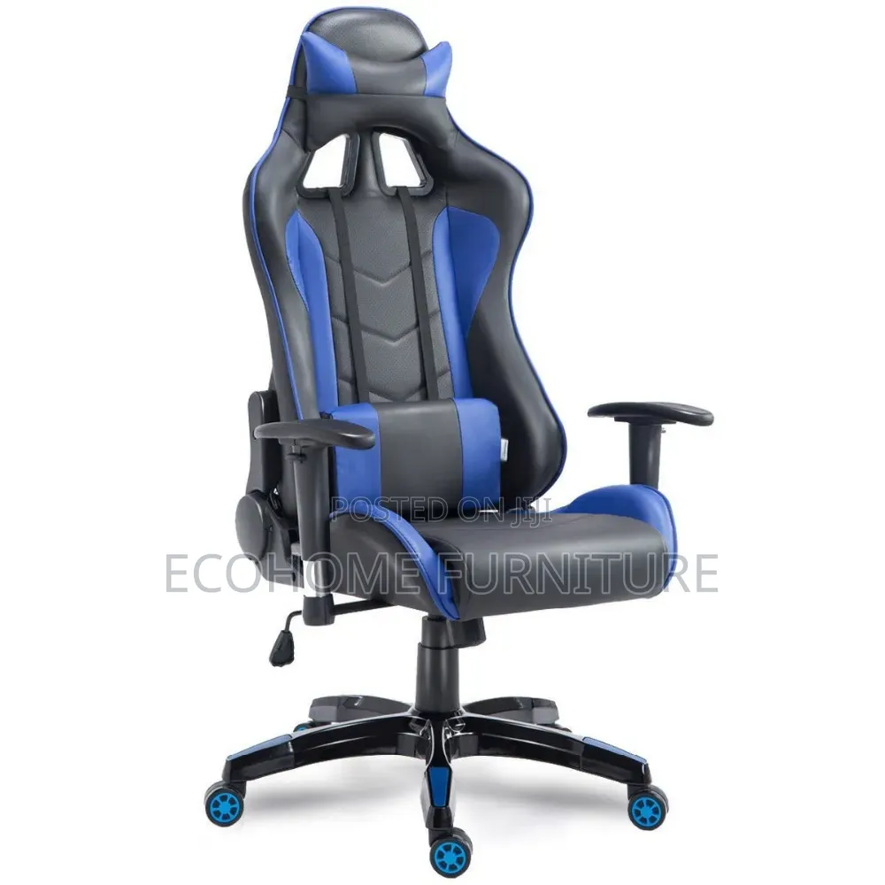 Gaming Chair Blue. High Back Adjustable Height, Reclining 145°