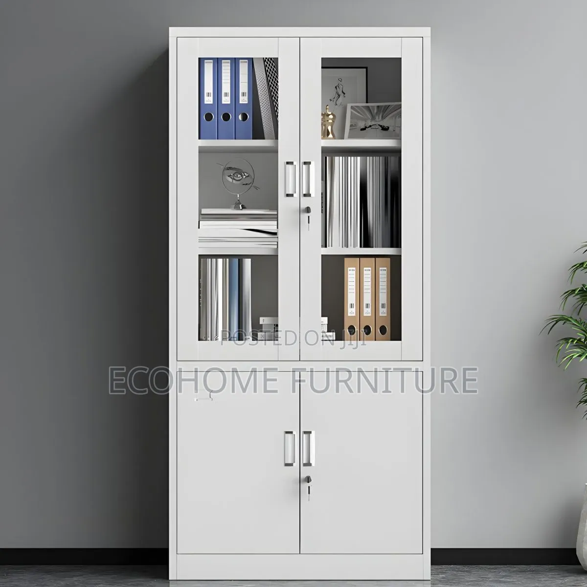 Cabinet. 2 Door Metallic Cabinet With Located Drawers