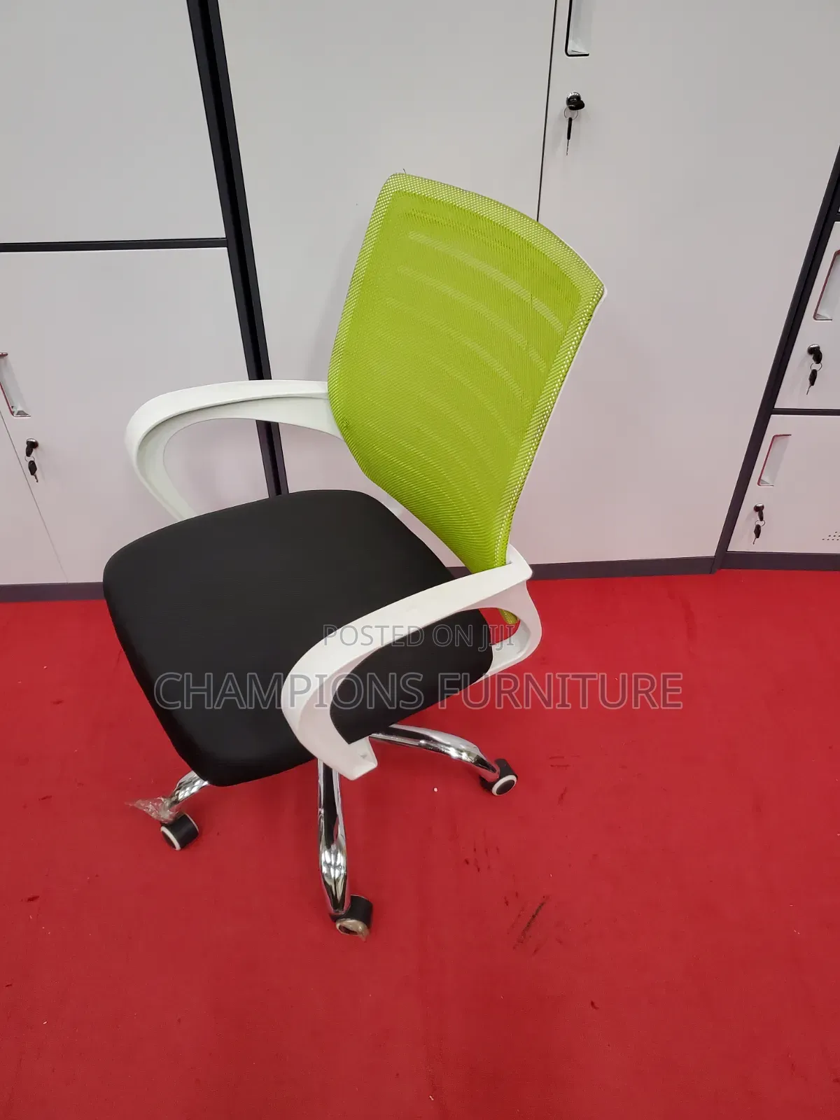 Lime Green Striped Office Chair