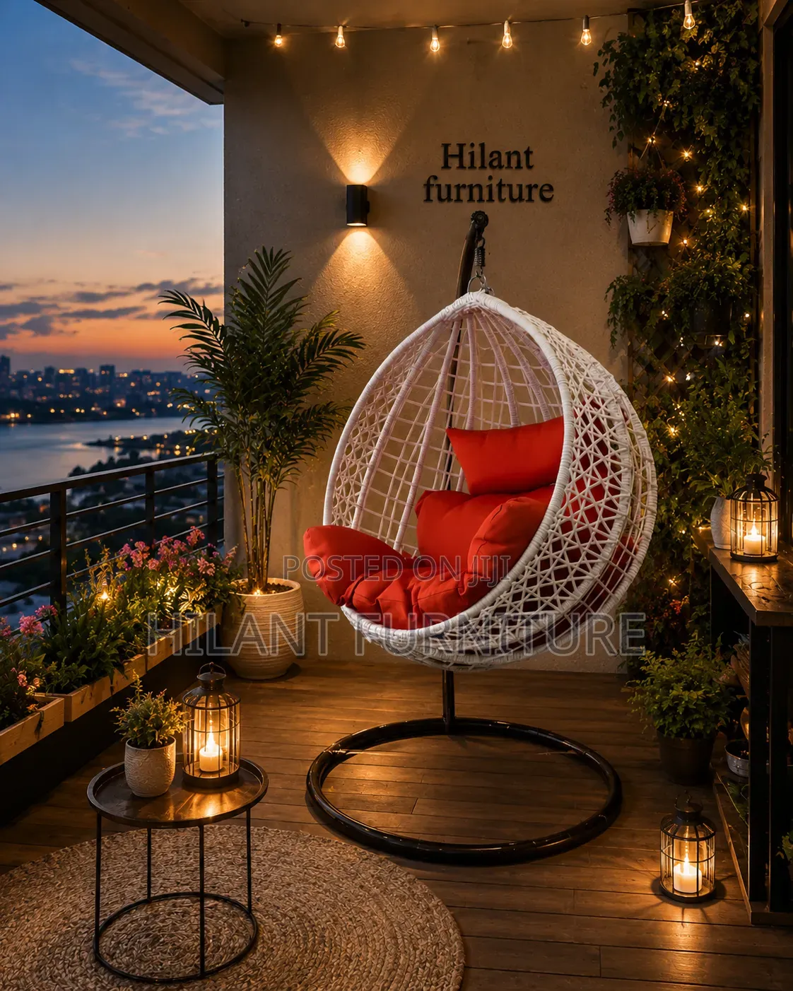 White Rattan Hammock Balcony Swing Chair