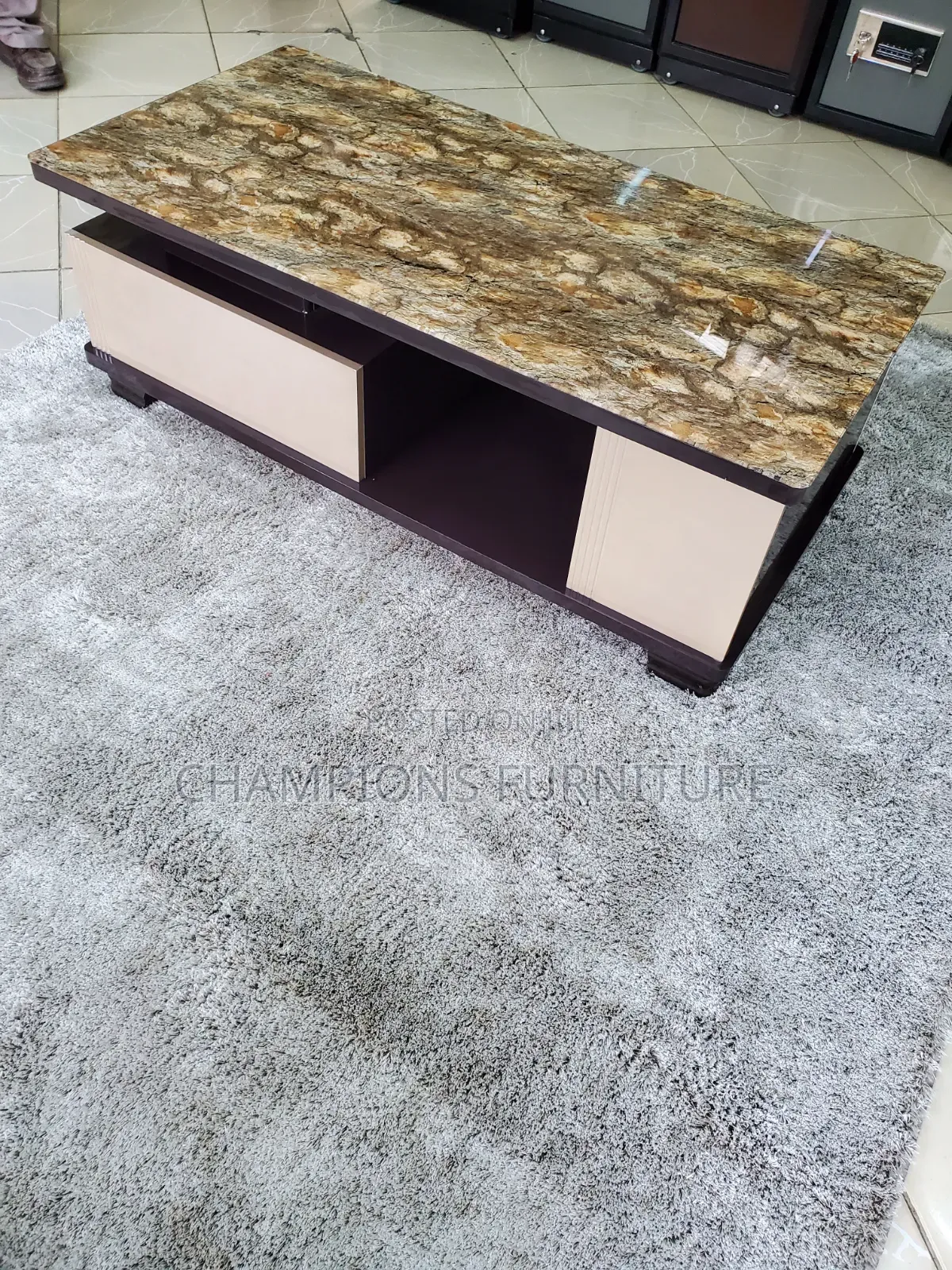 Brown Marble-Look Coffee Table