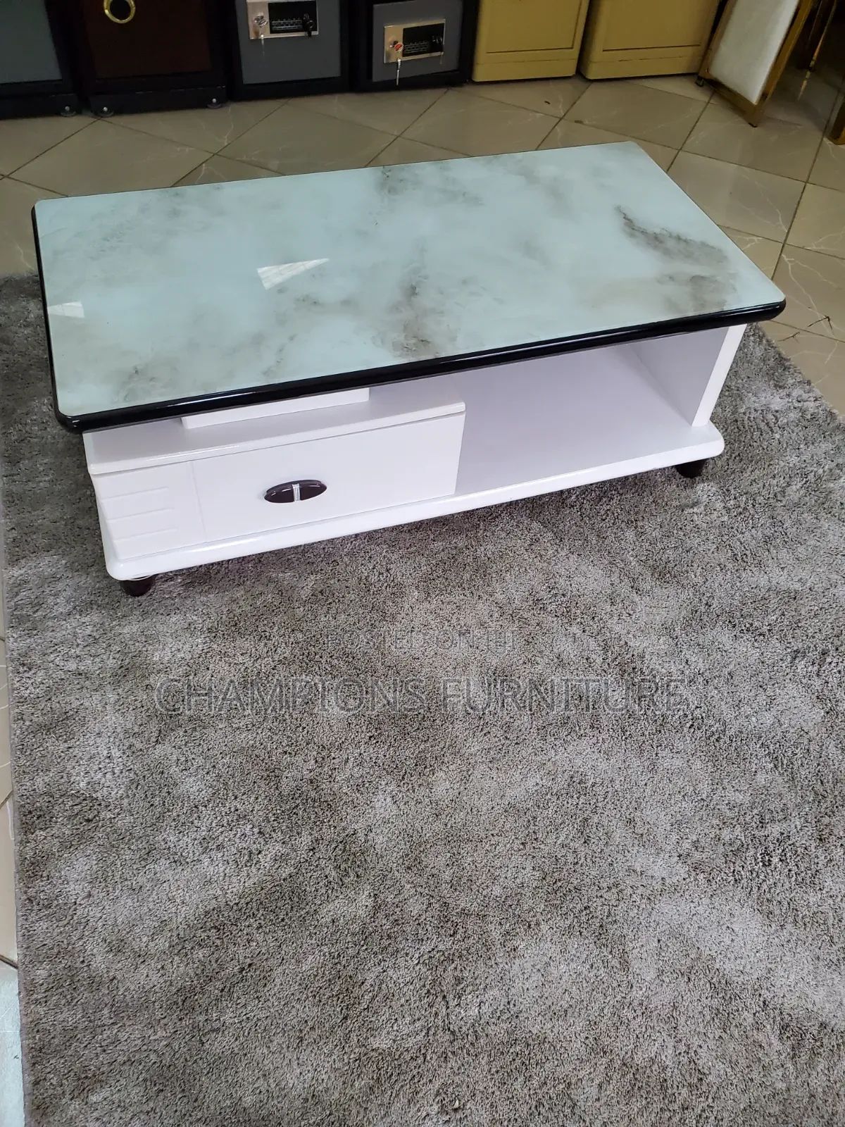 White and Green Marble Top Coffee Table