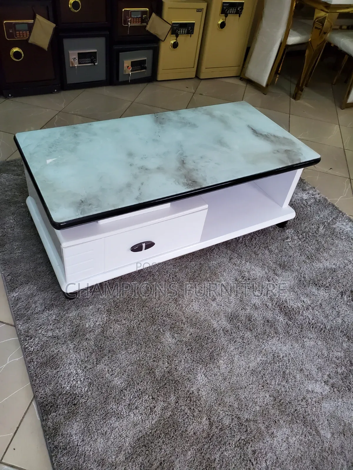 White and Green Marble Top Coffee Table