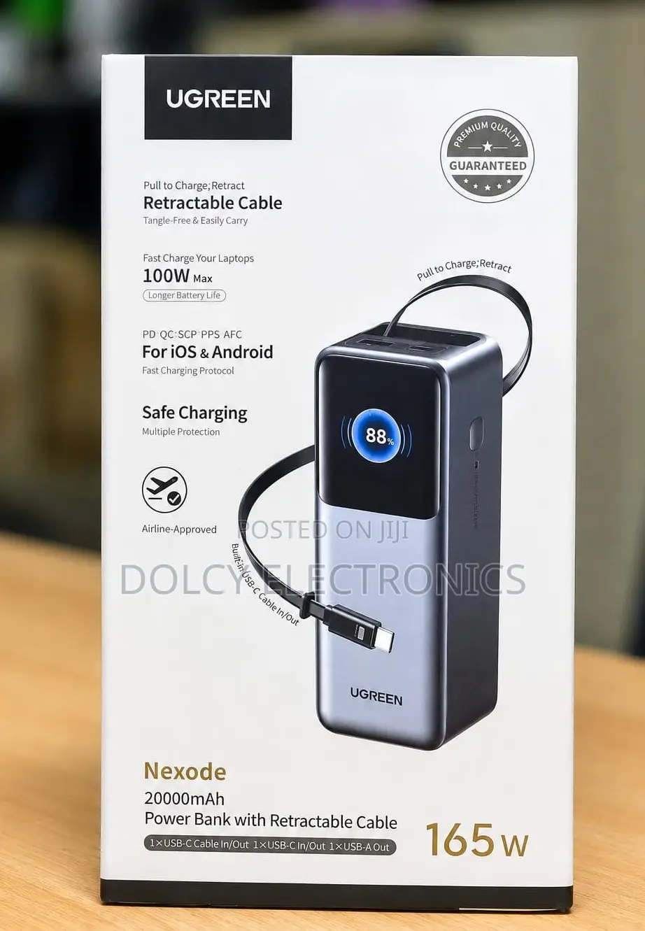 Ugreen Pb726 Portable Power Bank With Retracable Cable
