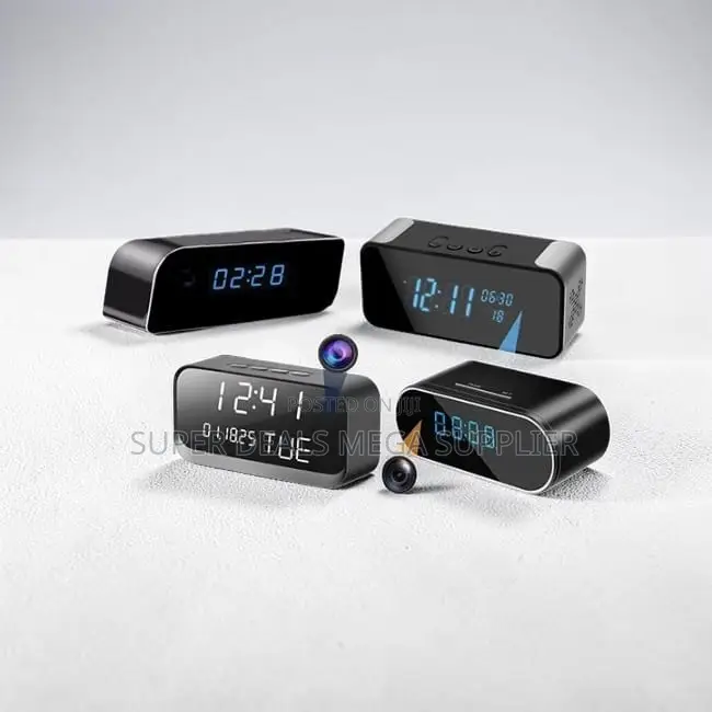 Full HD Indoor Protection Alarm Table Clock Hidden Spy Camera