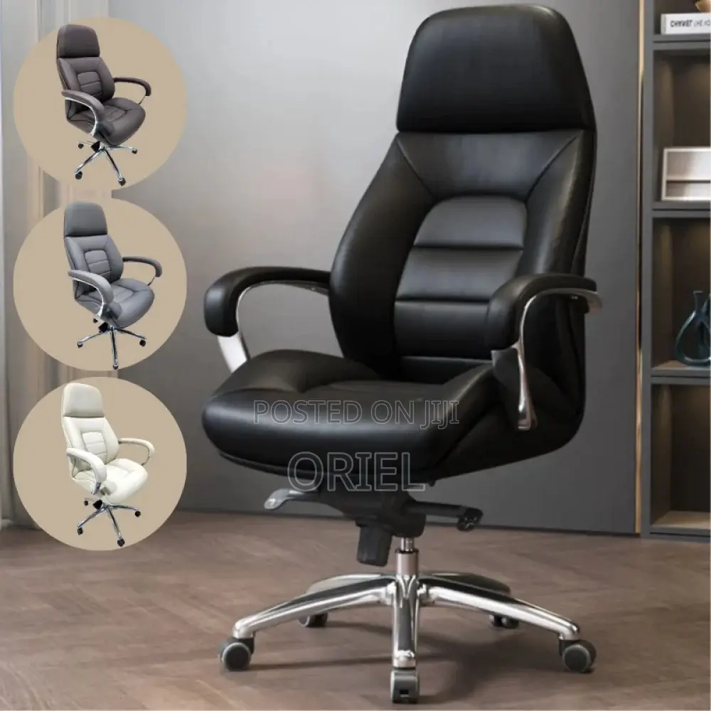Office Chair : Modern Executive Office Black Leather Padded Chair