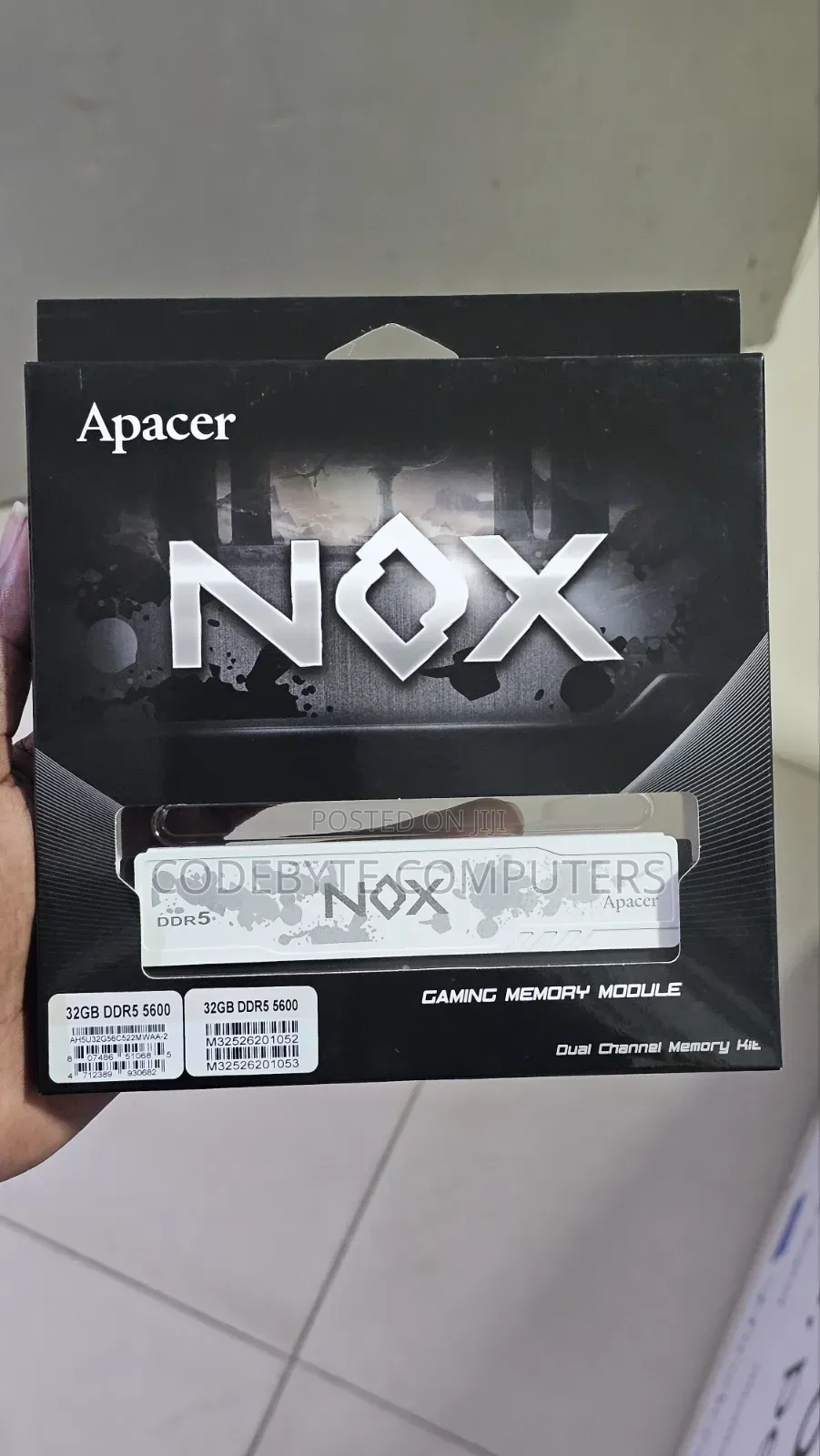 Desktop Gaming Ram DDR5 Apacer NOX White DDR5 32GB (2x16GB Kit) 5600
