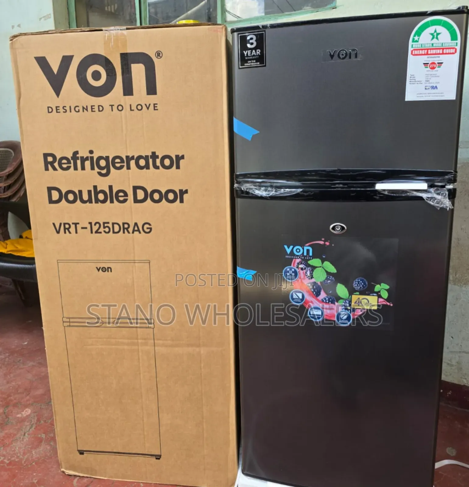 Von 125l Double Door Fridge