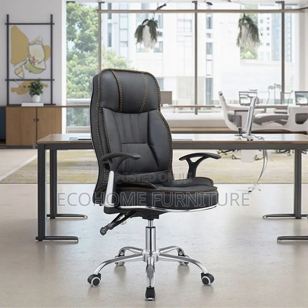 Executive High-Back Leather Office Chair With Adjustable Recline