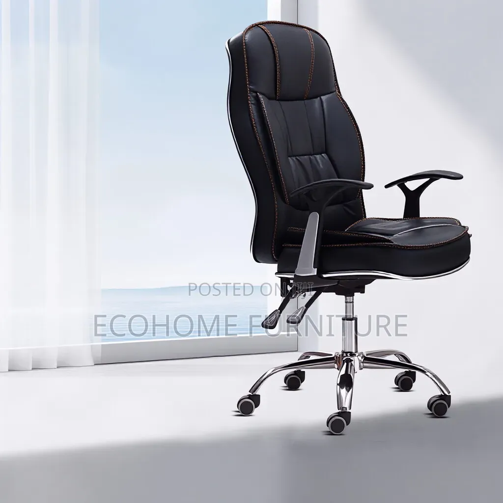 Executive High-Back Leather Office Chair With Adjustable Recline