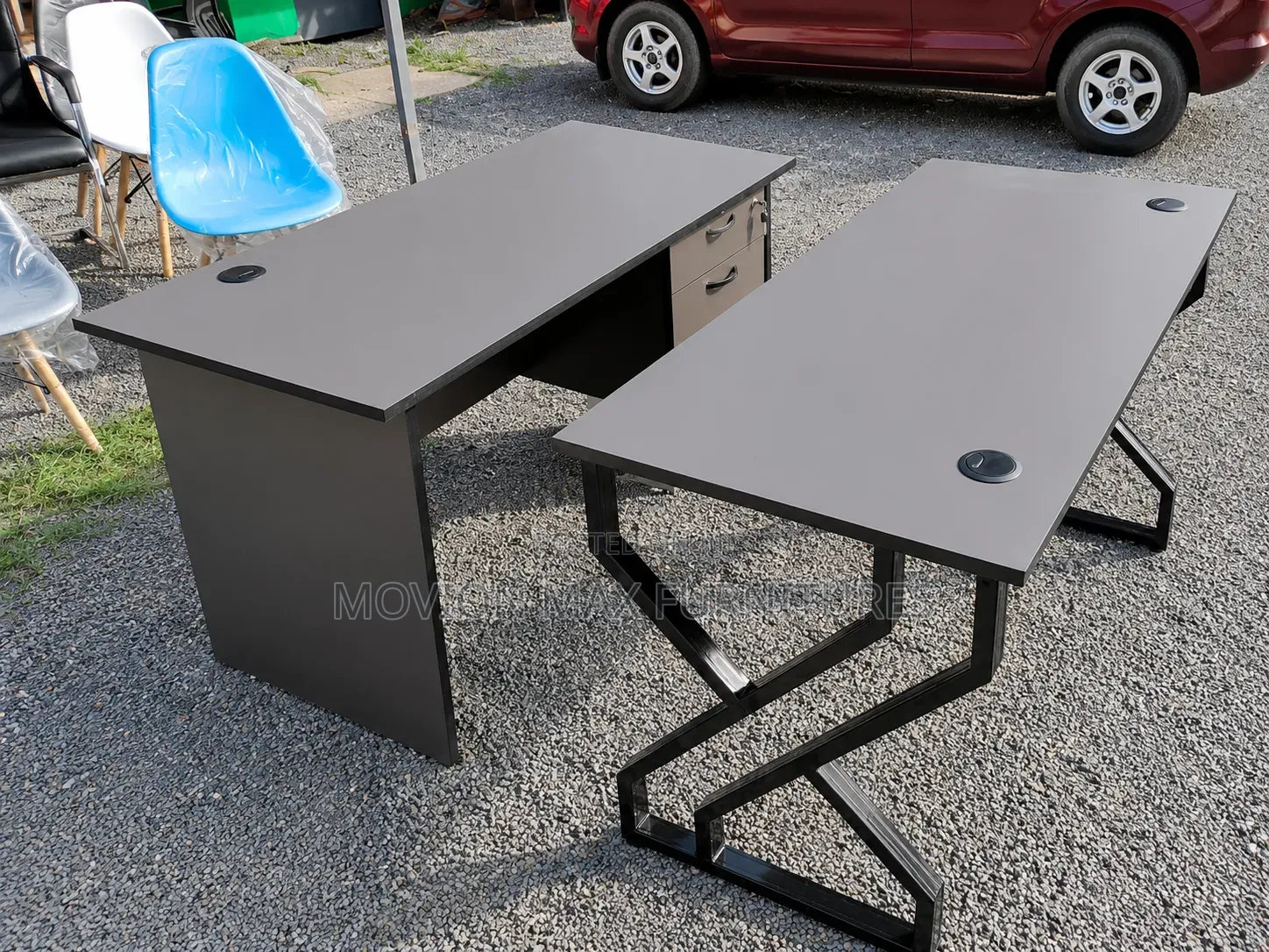 Grey Desktop Metallic Office Table