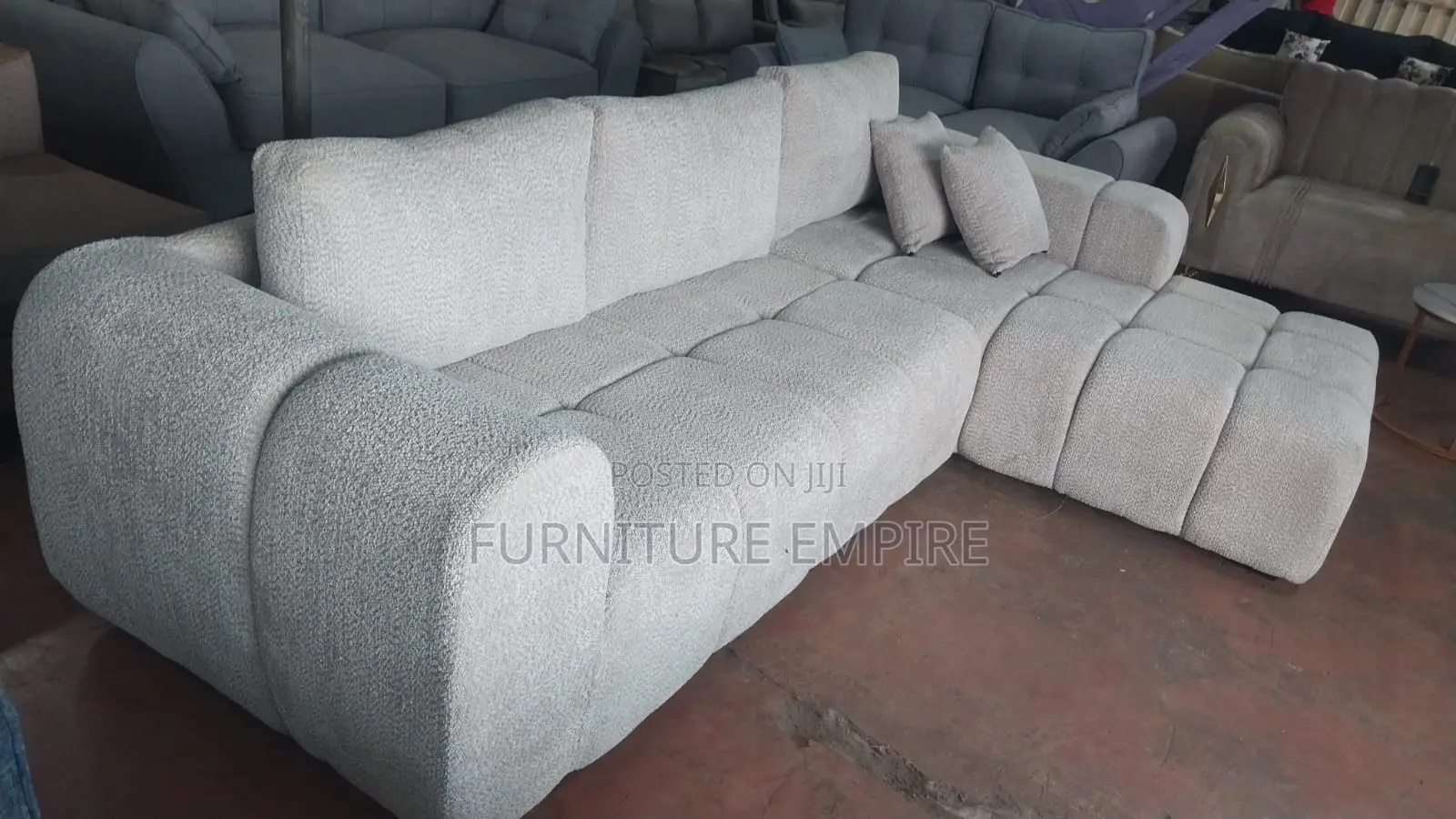 6 Seater L-Shaped Bubble Design Sofa Beige