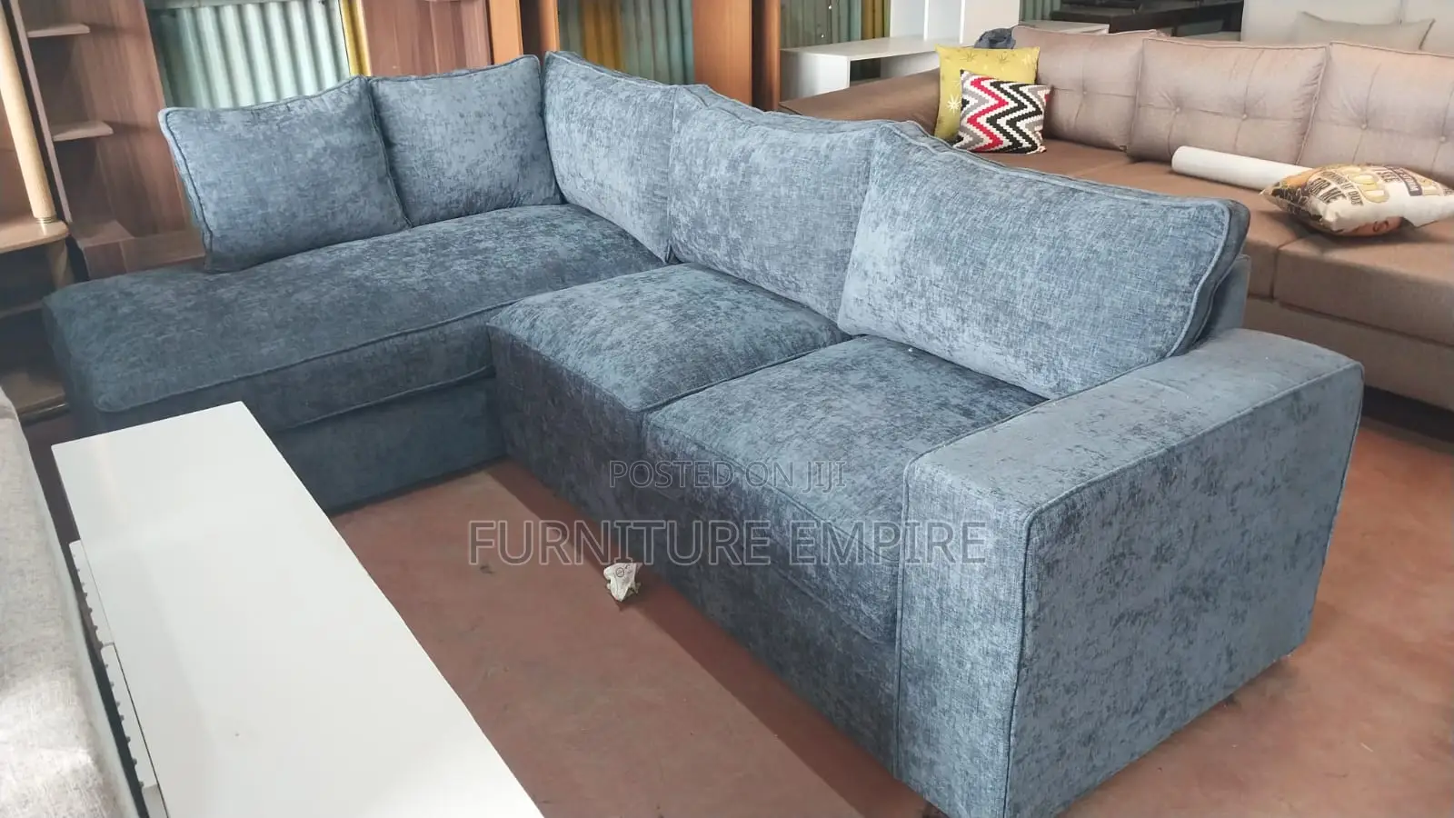 6 Seater L-Shaped Sofa Light Grey