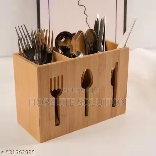 3 Slot Bamboo Cutlery Organizer