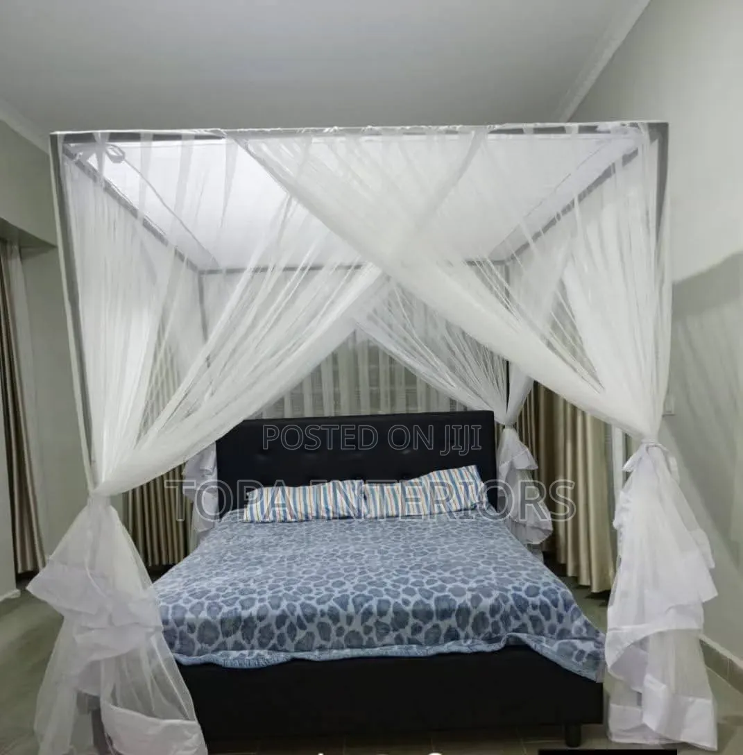 White Four Stands Bed Net for All Bed Sizes