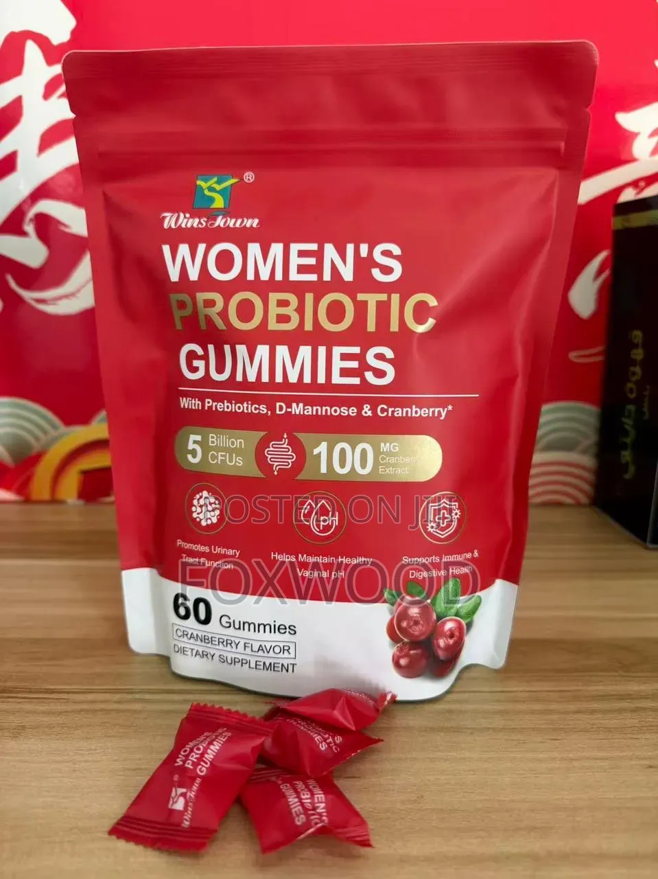 Wins Town Women's Probiotic Gummies in Cranberry Flavor.
