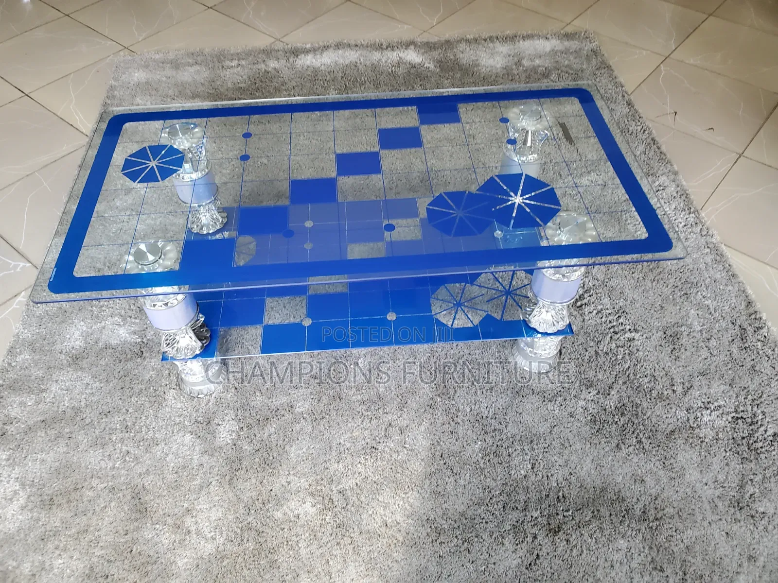 Blue Tempered Glass Coffee Table