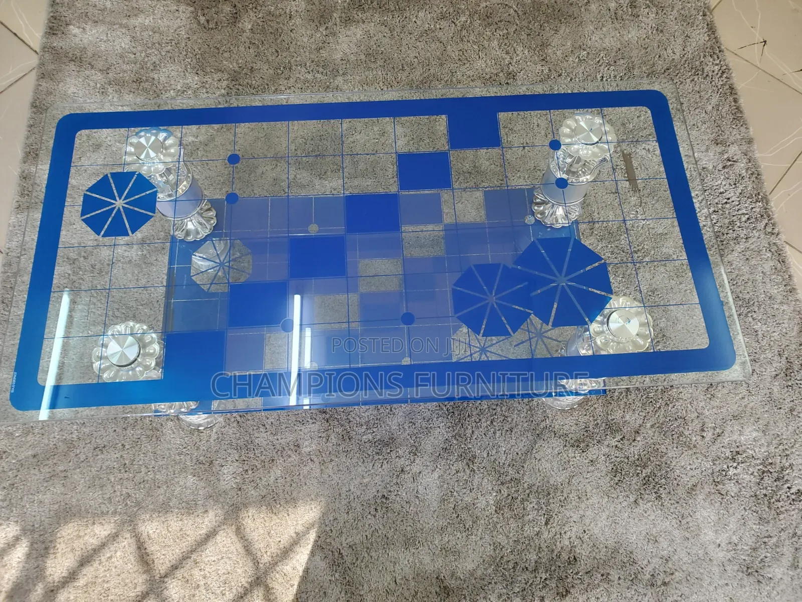 Blue Tempered Glass Coffee Table