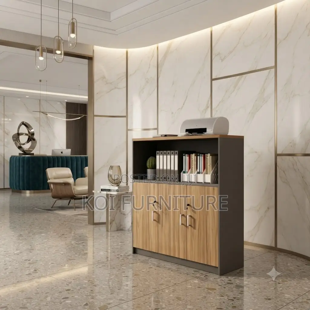 Office Cabinet; Two Lockable Doors Wooden Credenza