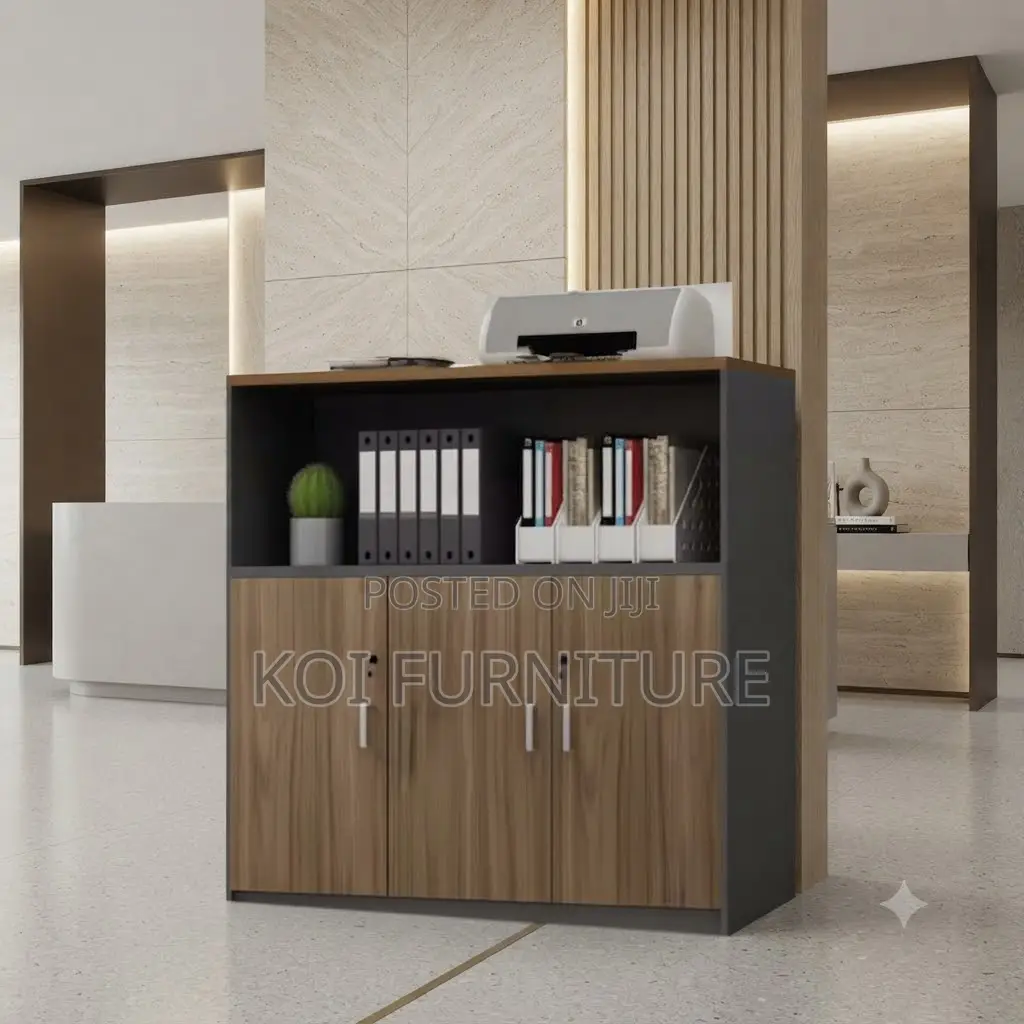 Office Cabinet; Two Lockable Doors Wooden Credenza