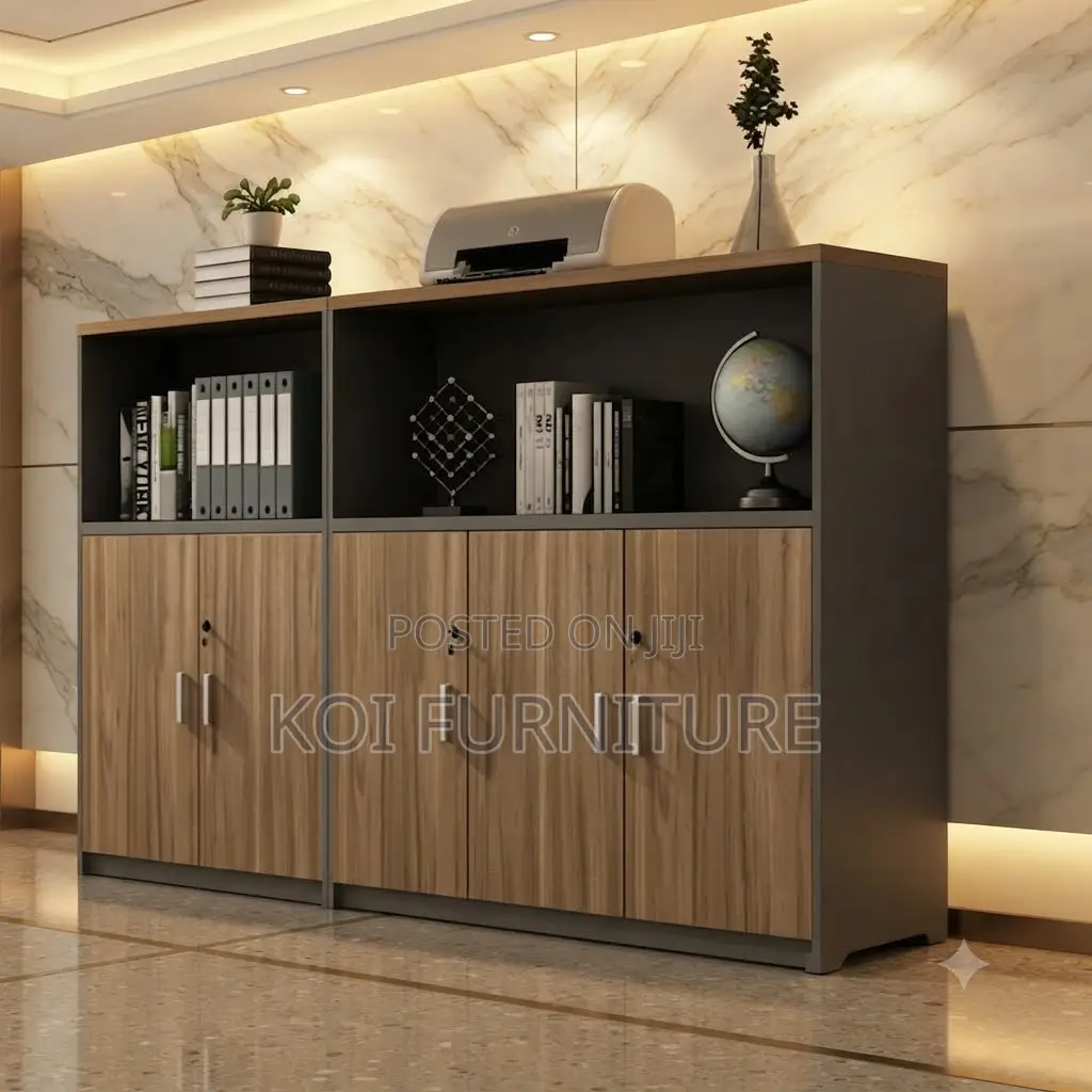Office Cabinet; Two Lockable Doors Wooden Credenza
