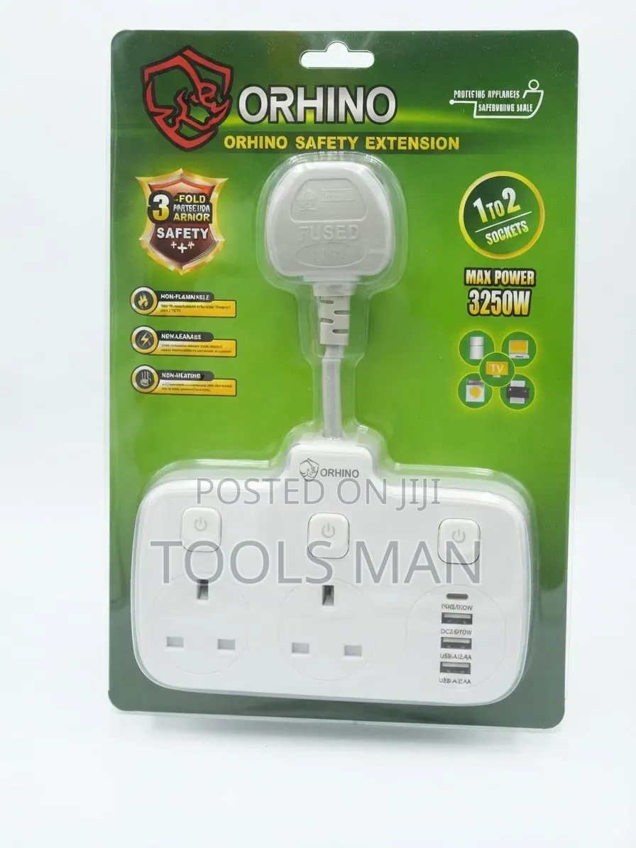 Orhino 3250W 3-Way Extension Socket With USB.