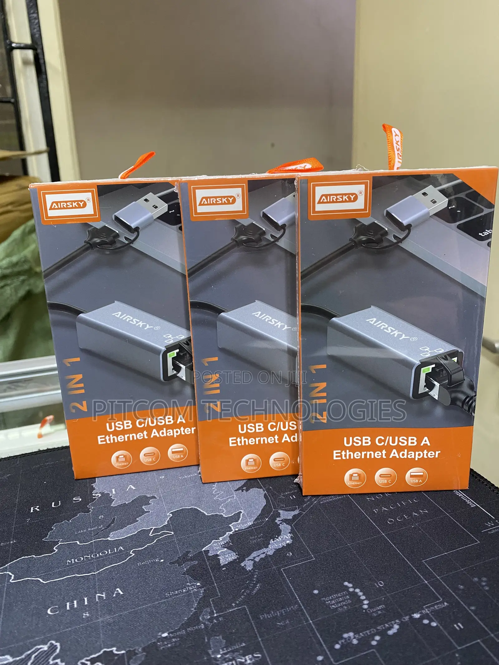 AIRSKY 2-in-1 USB-C/USB-A Ethernet Adapter.