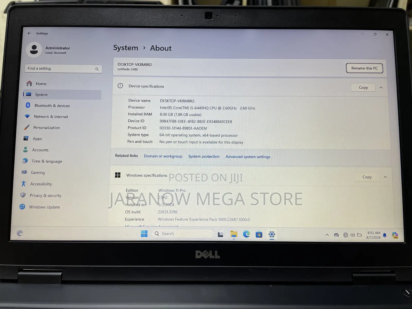 Laptop Dell Latitude 5580 8GB Intel Core i5 SSD 256GB