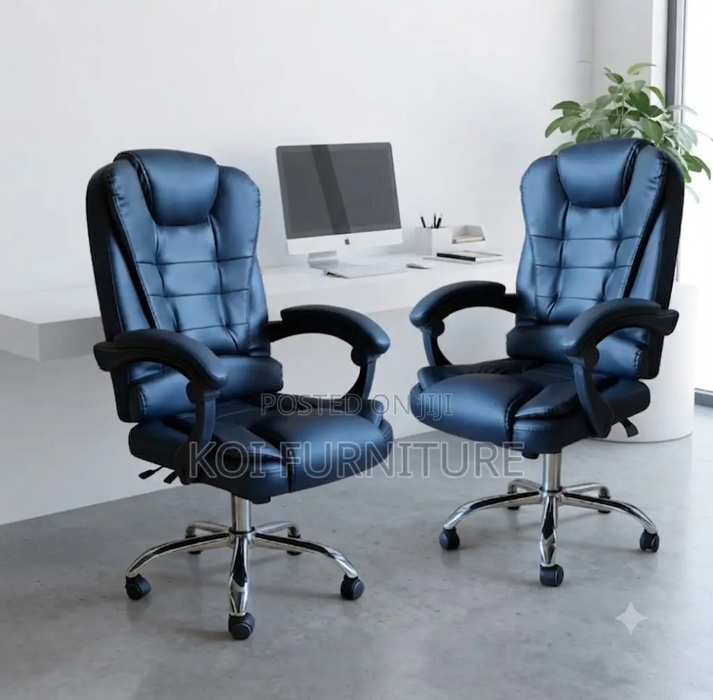 Office Chairs; Black Leather Offices Chairs With Long Footrest