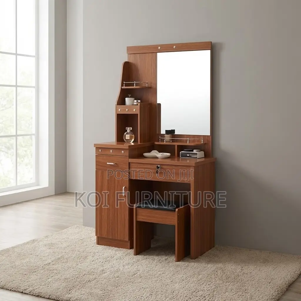 Dressers; Brown Vanity Set With Elegance Drawers