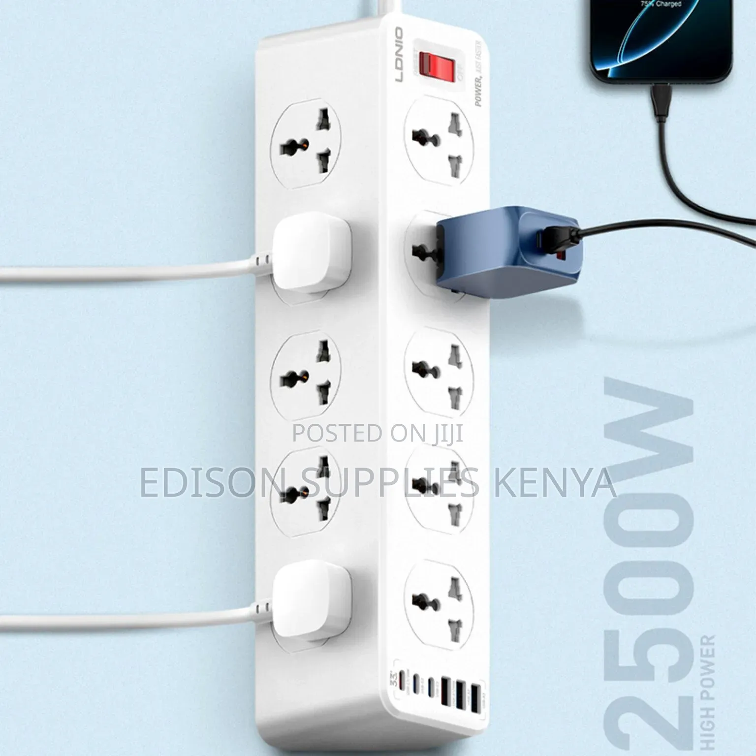 Extension Cable 10 Way 6 USB LDNio Multiplug Power Strip Socket