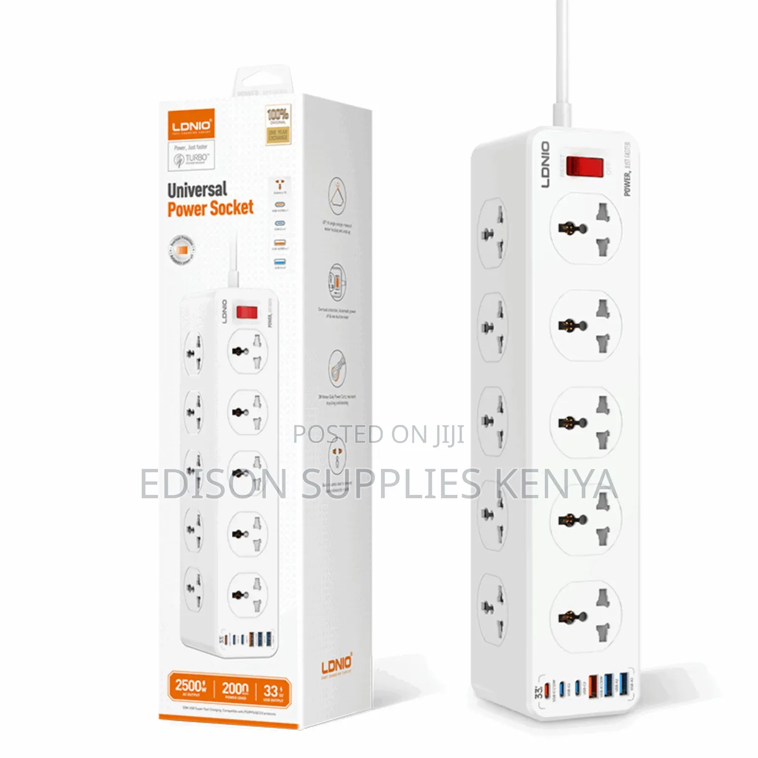 Extension Cable 10 Way 6 USB LDNio Multiplug Power Strip Socket