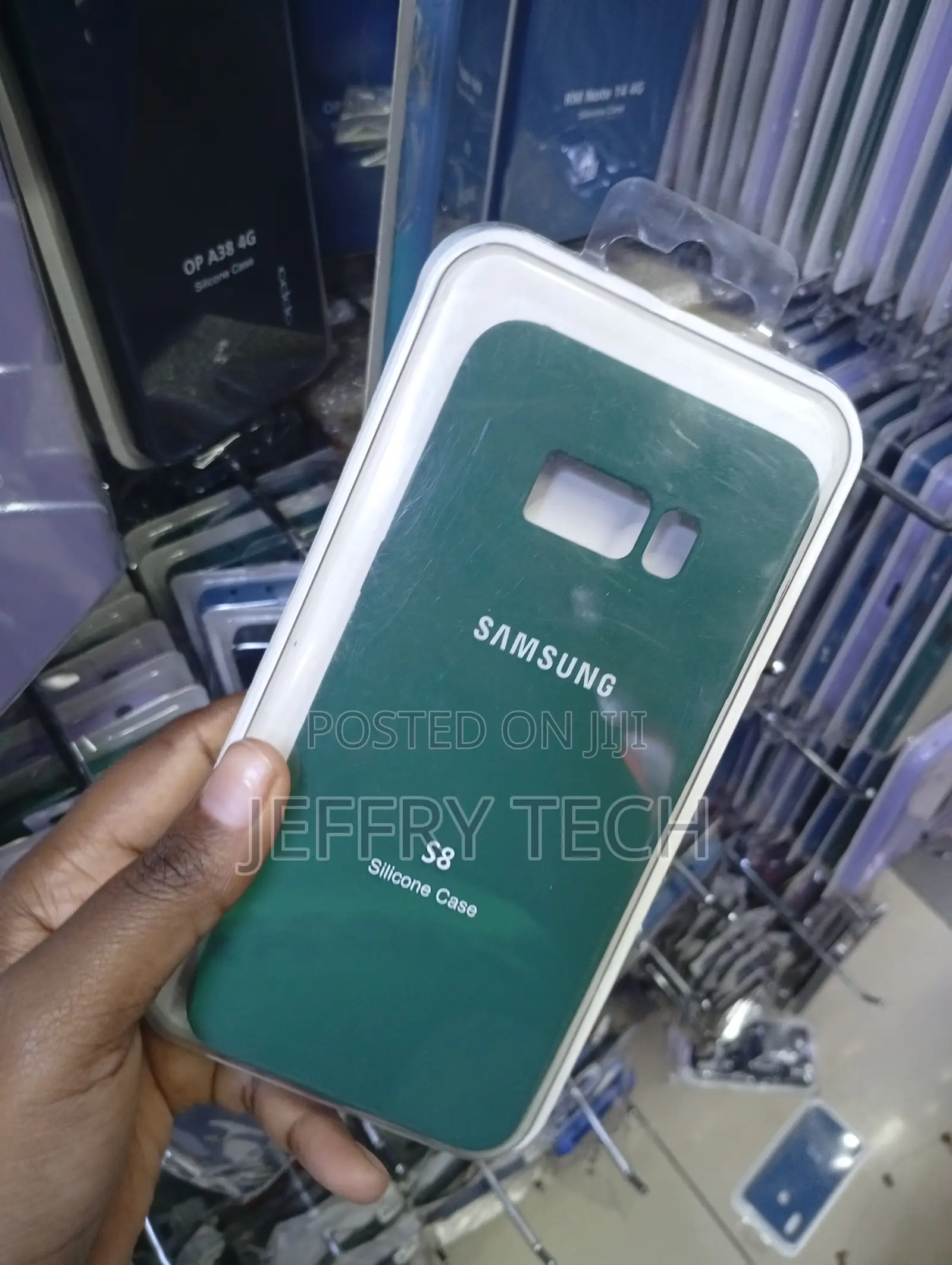 Samsung Galaxy S8 Silicone Case in a Dark Green Color