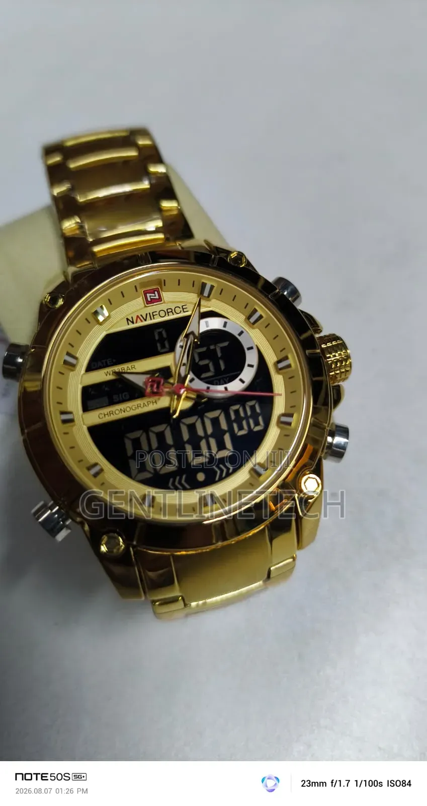 Original Naviforce 9163 Gold Quartz Watch
