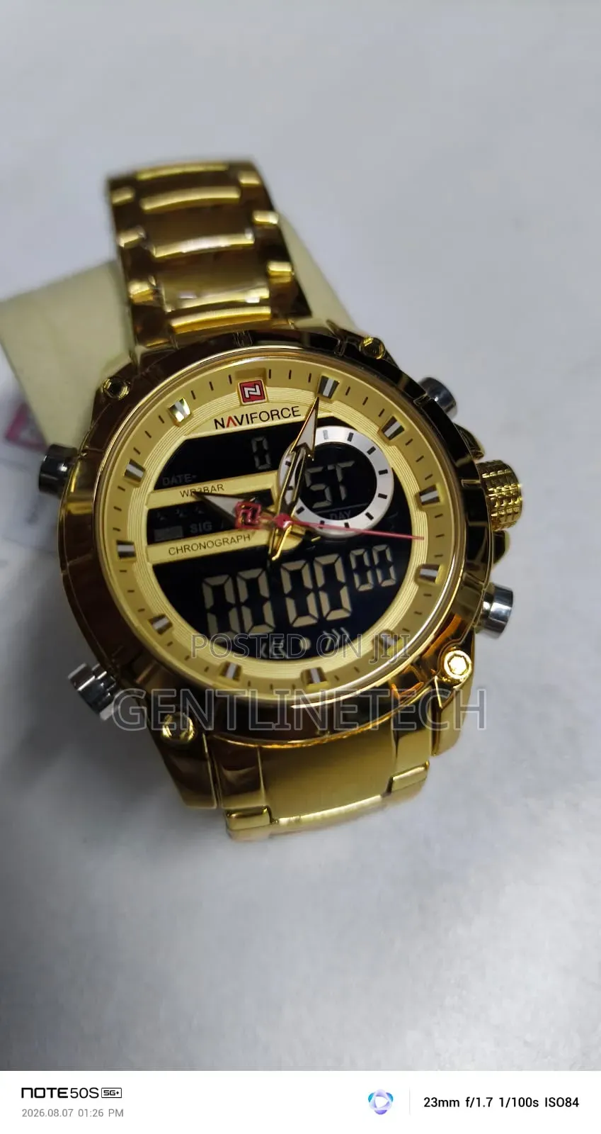 Original Naviforce 9163 Gold Quartz Watch