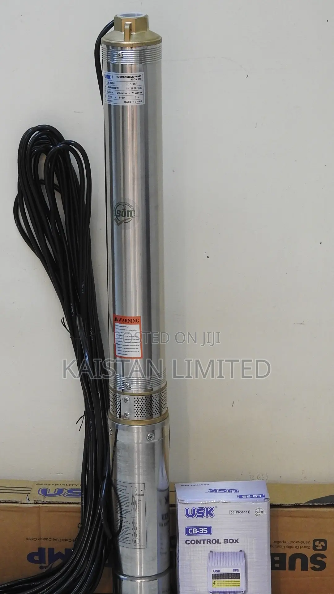 USK 1.5HP Submersible Borehole Pump 1100W 119m Head