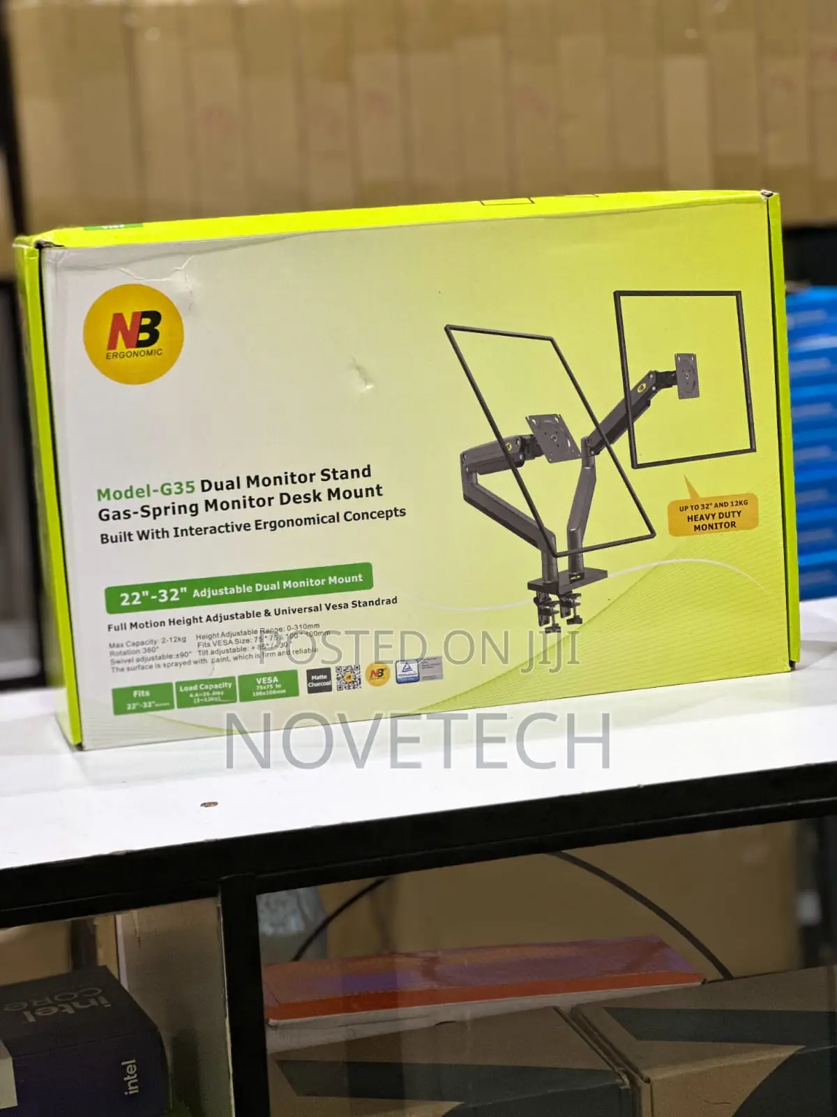 Dual Monitor Stand Adjustable Desk Mount Screen for 13”-32” Screens