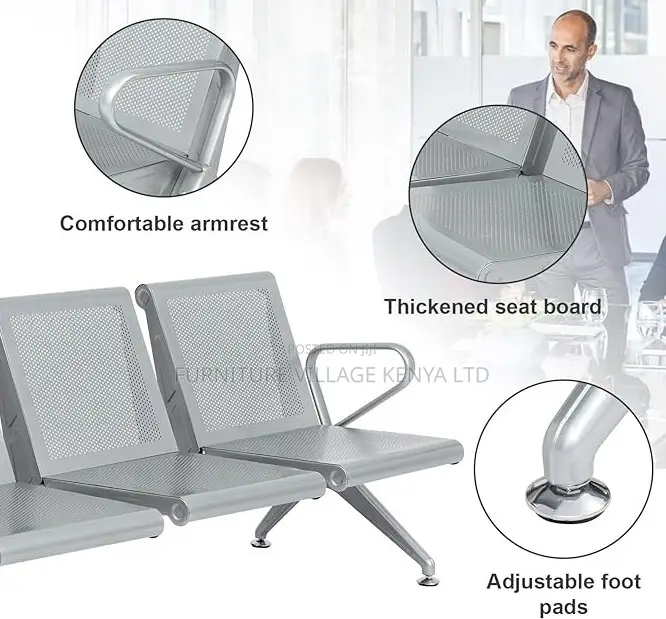 Bench; Heavy Duty Non Padded Waiting Bench for Three