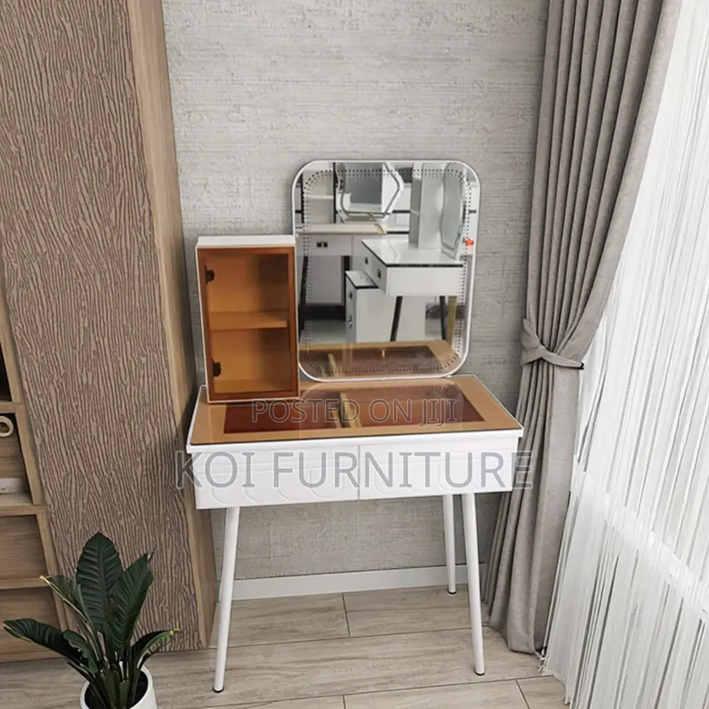 Dressers; White Dressing Vanity Table With Long Legs