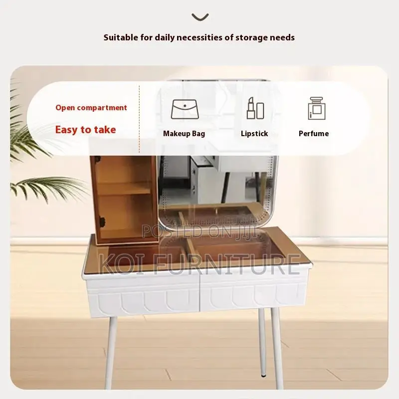 Dressers; White Dressing Vanity Table With Long Legs